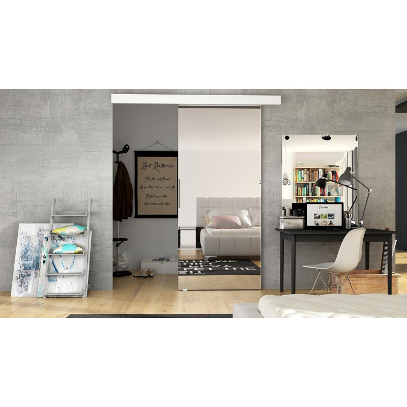 Posuvné dveře se zrcadlem MIRAN 2 - 70 cm, bílé