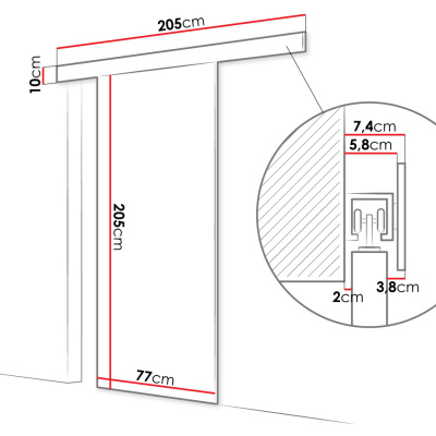 Posuvné dveře se zrcadlem MIRAN 2 - 70 cm, dub sonoma