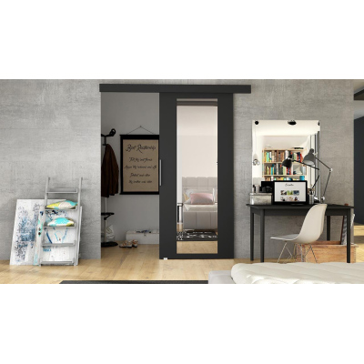 Posuvné dveře se zrcadlem MIRAN 4 - 70 cm, černé