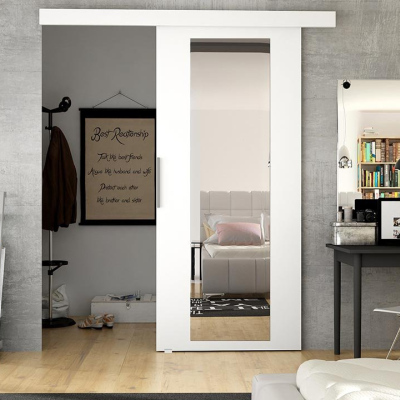 Posuvné dveře se zrcadlem MIRAN 4 - 70 cm, bílé