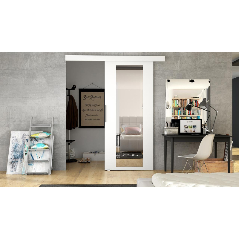 Posuvné dveře se zrcadlem MIRAN 4 - 70 cm, bílé