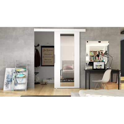 Posuvné dveře se zrcadlem MIRAN 4 - 70 cm, bílé