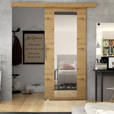 Posuvné dveře se zrcadlem MIRAN 4 - 70 cm, dub artisan