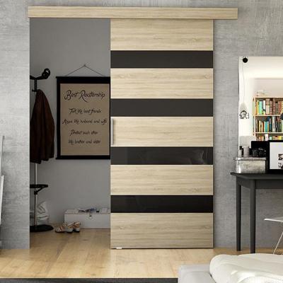 Posuvné dveře MIRžAN 5 - 70 cm, dub sonoma / černé sklo