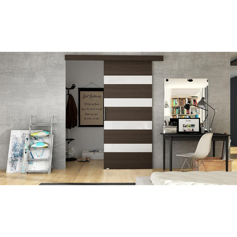 Posuvné dveře MIRAN 5 - 70 cm, hnědé / bílé sklo