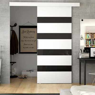 Posuvné dveře MIRAN 5 - 70 cm, bílé / černé sklo