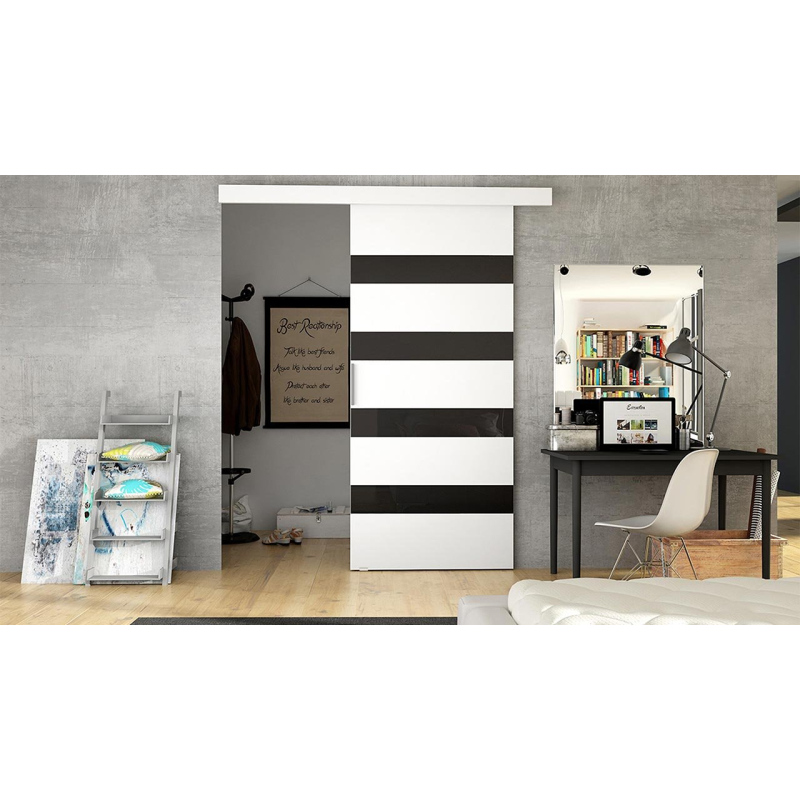 Posuvné dveře MIRAN 5 - 70 cm, bílé / černé sklo