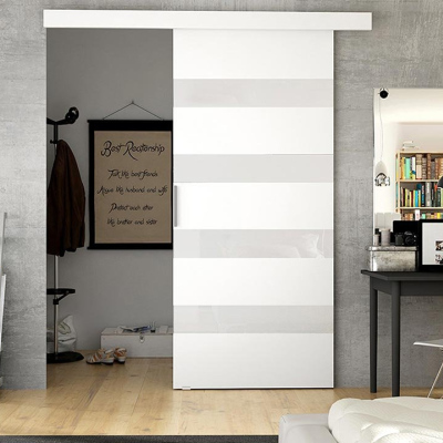 Posuvné dveře MIRAN 5 - 70 cm, bílé / bílé sklo
