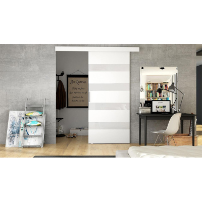 Posuvné dveře MIRAN 5 - 70 cm, bílé / bílé sklo