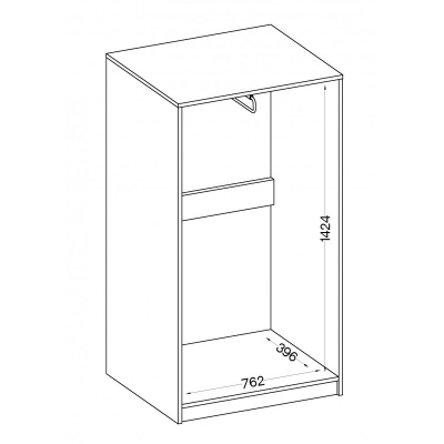 Dvoudveřová šatní skříň MABAKA - šířka 80 cm, šedá