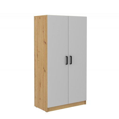 Dvoudveřová skříň MABAKA - šířka 80 cm, dub artisan / šedá