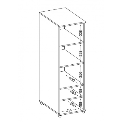 Regál na kolečkách MABAKA - dub artisan