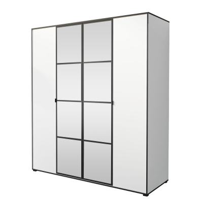 Šatní skříň se zrcadlem 180 cm HONG 1 - bílá / černá