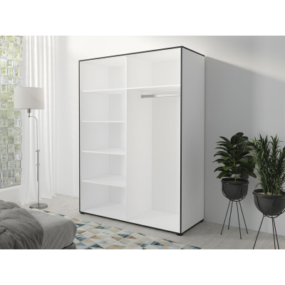 Šatní skříň se zrcadlem 180 cm HONG 1 - bílá / černá