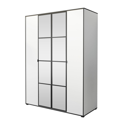 Šatní skříň se zrcadlem 150 cm HONG 1 - bílá / černá