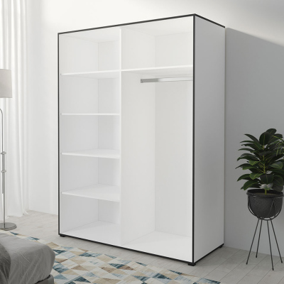 Šatní skříň se zrcadlem 150 cm HONG 1 - bílá / černá