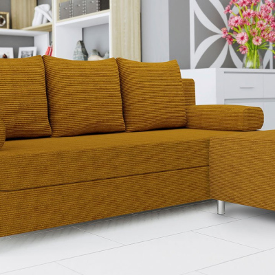 Rozkládací pohovka s taburetem ELZA - hořčicová 2