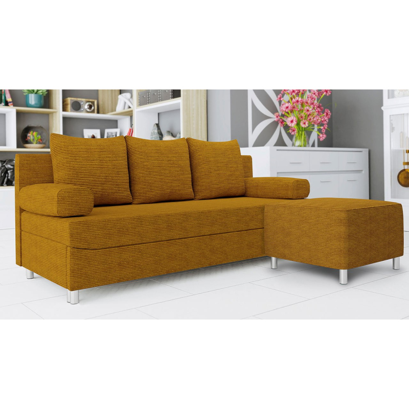 Rozkládací pohovka s taburetem ELZA - hořčicová 2