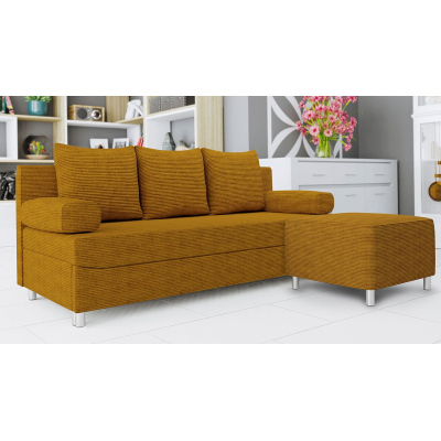 Rozkládací pohovka s taburetem ELZA - hořčicová 2