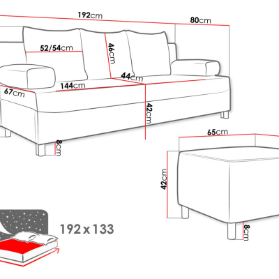 Rozkládací pohovka s taburetem ELZA - hořčicová 2