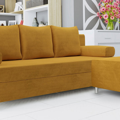 Rozkládací pohovka s taburetem ELZA - žlutá