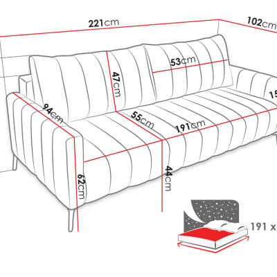Pohovka na každodenní spaní HATSUKO - zelená