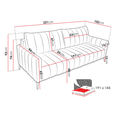 Pohovka na každodenní spaní HATSUKO - zelená