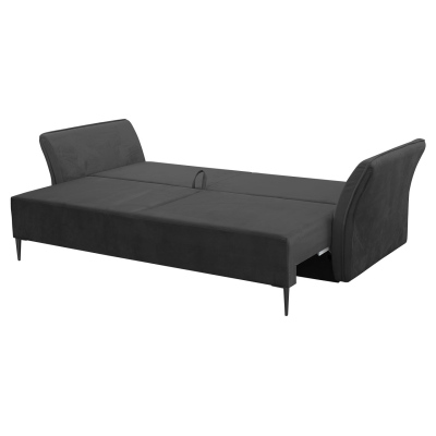 Dvoumístná pohovka na každodenní spaní KURI - tmavá šedá / stříbrné nožky