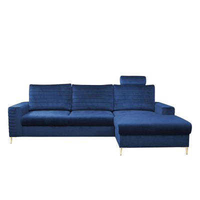 Rohová sedačka s úložným prostorem SADAKO - modrá, pravý roh