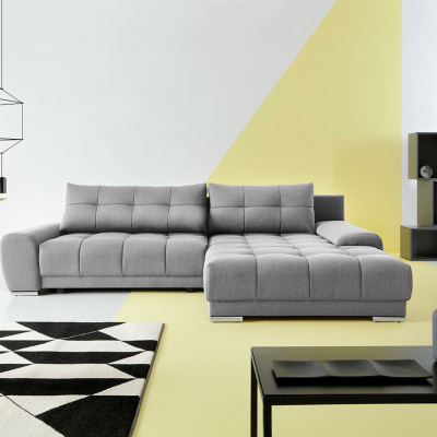 Rohová sedačka na každodenní spaní HARUNA - šedá, pravý roh