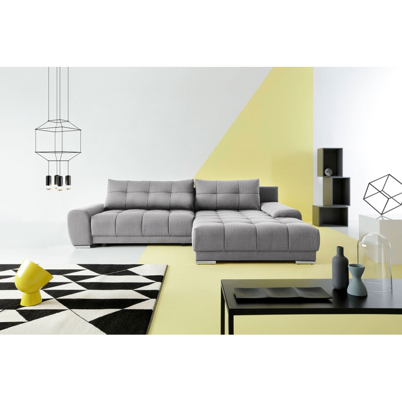 Rohová sedačka na každodenní spaní HARUNA - šedá, pravý roh