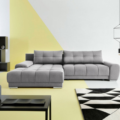 Rohová sedačka na každodenní spaní HARUNA - šedá, levý roh