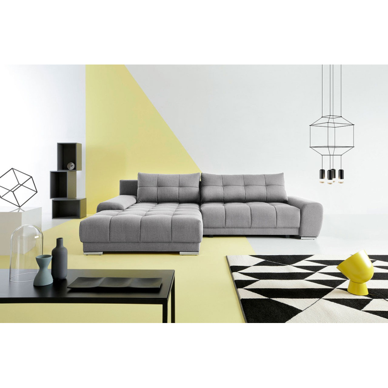 Rohová sedačka na každodenní spaní HARUNA - šedá, levý roh