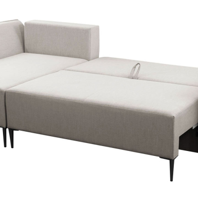 Rohová rozkládací sedačka KURI - hořčicová / zlaté nožky