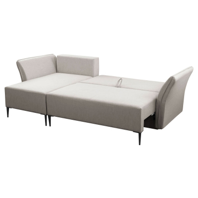 Rohová rozkládací sedačka KURI - hořčicová / zlaté nožky