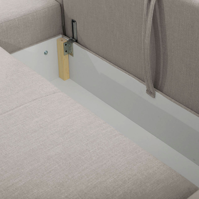 Rohová rozkládací sedačka KURI - hořčicová / zlaté nožky