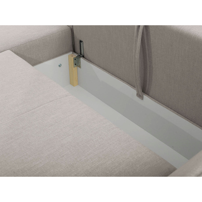 Rohová rozkládací sedačka KURI - hořčicová / zlaté nožky