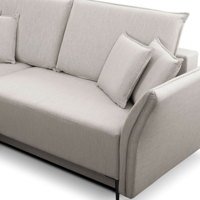 Rohová rozkládací sedačka KURI - hořčicová / zlaté nožky