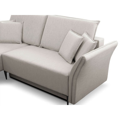 Rohová rozkládací sedačka KURI - hořčicová / zlaté nožky