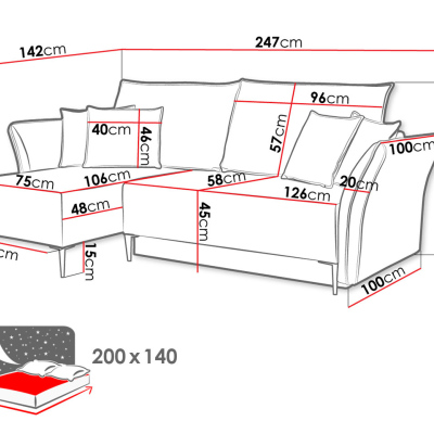 Rohová rozkládací sedačka KURI - hořčicová / zlaté nožky