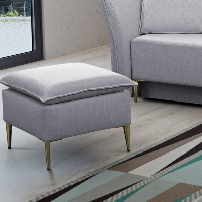 Taburetka KURI - světlá šedá / zlaté nožky