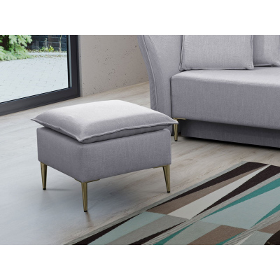 Taburetka KURI - světlá šedá / zlaté nožky