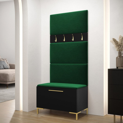 Nábytek do předsíně s čalouněnými panely ANDORA 3 - černý / zelený