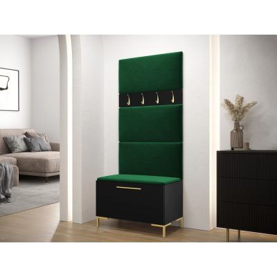 Nábytek do předsíně s čalouněnými panely ANDORA 3 - černý / zelený