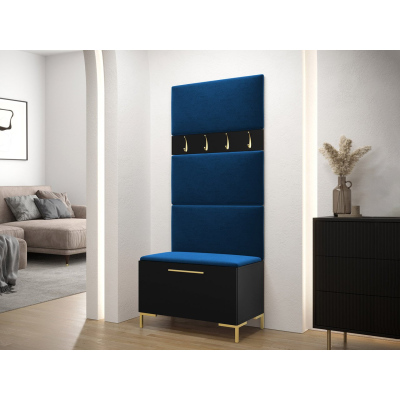 Nábytek do předsíně s čalouněnými panely ANDORA 3 - černý / modrý