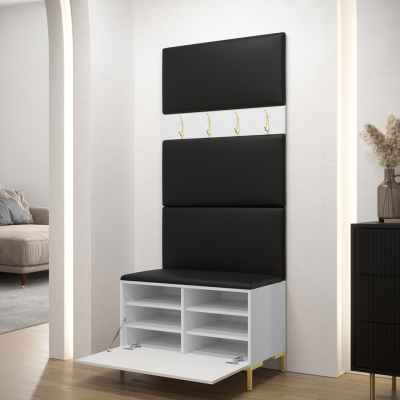 Nábytek do předsíně s čalouněnými panely ANDORA 3 - černý / šedý