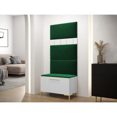 Nábytek do předsíně s čalouněnými panely ANDORA 3 - bílý / zelený