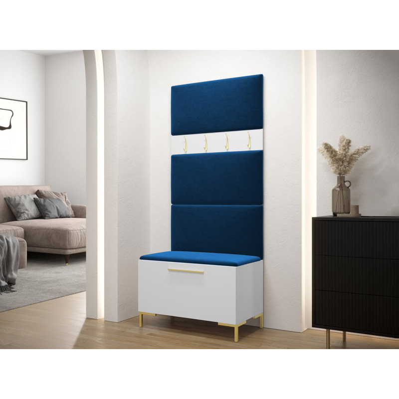 Nábytek do předsíně s čalouněnými panely ANDORA 3 - bílý / modrý