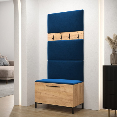 Nábytek do předsíně s čalouněnými panely ANDORA 3 - dub zlatý / modrý