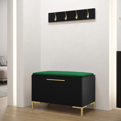 Nábytek do předsíně s čalouněnými panely ANDORA 7 - černý / zelený